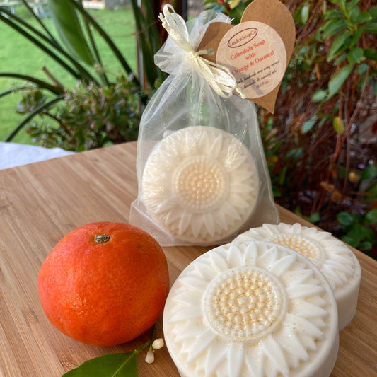 Calendula Soap with Orange & Oatmeal in Organza Bag